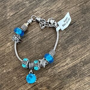 Elegant Blue and Silver Charm Bracelet